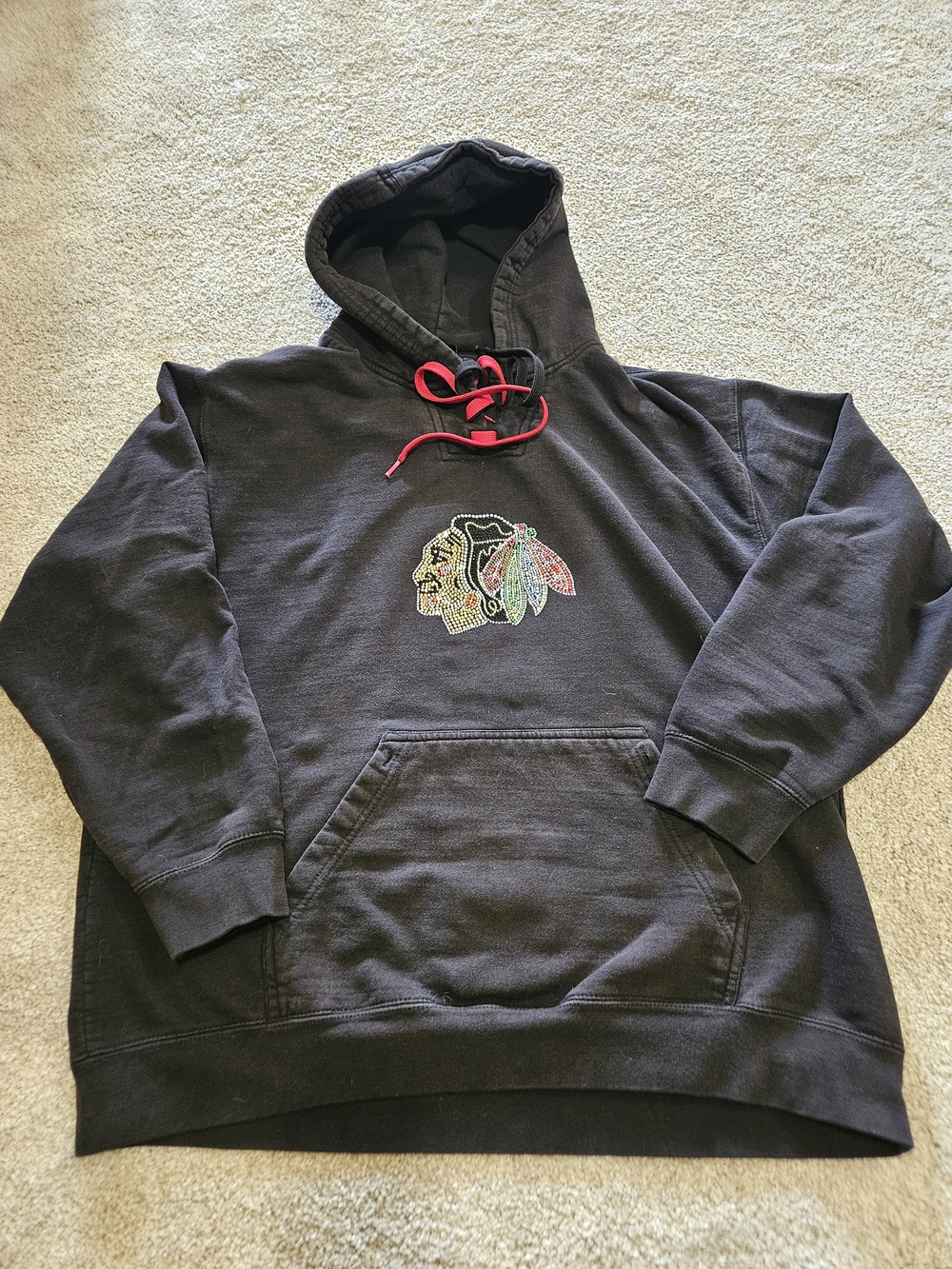 *Blackhawk Womens Hoodie Rhinestone Emblem